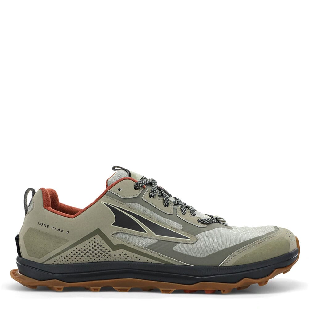 Altra Men's Lone Peak 5 Low Running Shoes - Khaki | elliottsboots