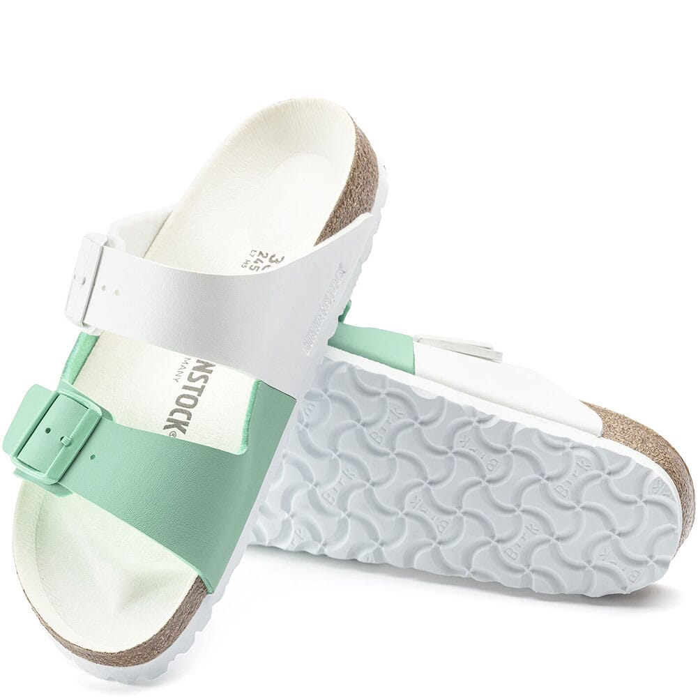 1019674 Birkenstock Women's Arizona Split Sandals - White/Jade