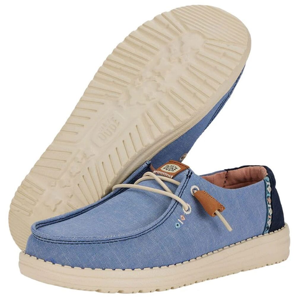 40729-425 Hey Dude Women's Wendy Chambray Boho Casual Shoes - Blue