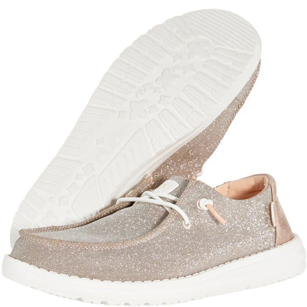 41082-7D9 Hey Dude Women's Wendy Metallic Sparkle Casual Shoes - Rose Gold