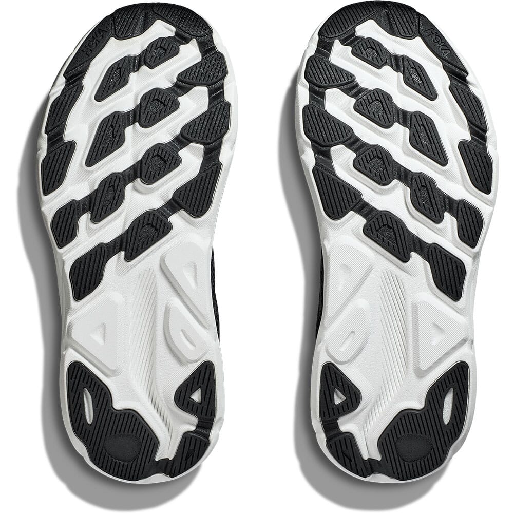 1132211-BWHT Hoka Women's Clifton 9 Wide Running Shoes - Black/White