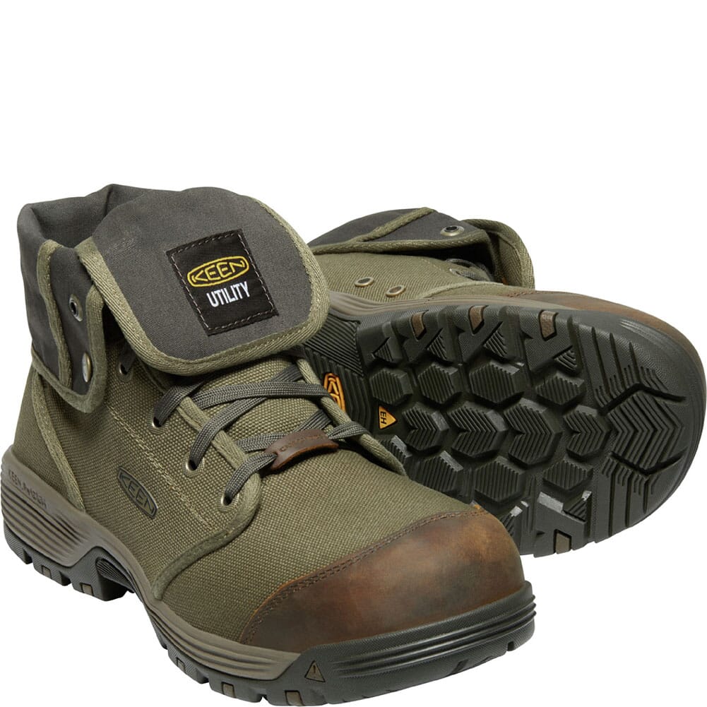 1026364 KEEN Utility Men's Roswell Mid Safety Boots - Olive/Black Olive