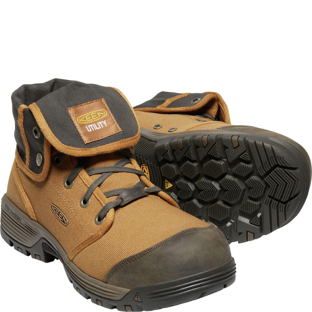 1026365 KEEN Utility Men's Roswell Mid Safety Boots - Almond/Black Olive