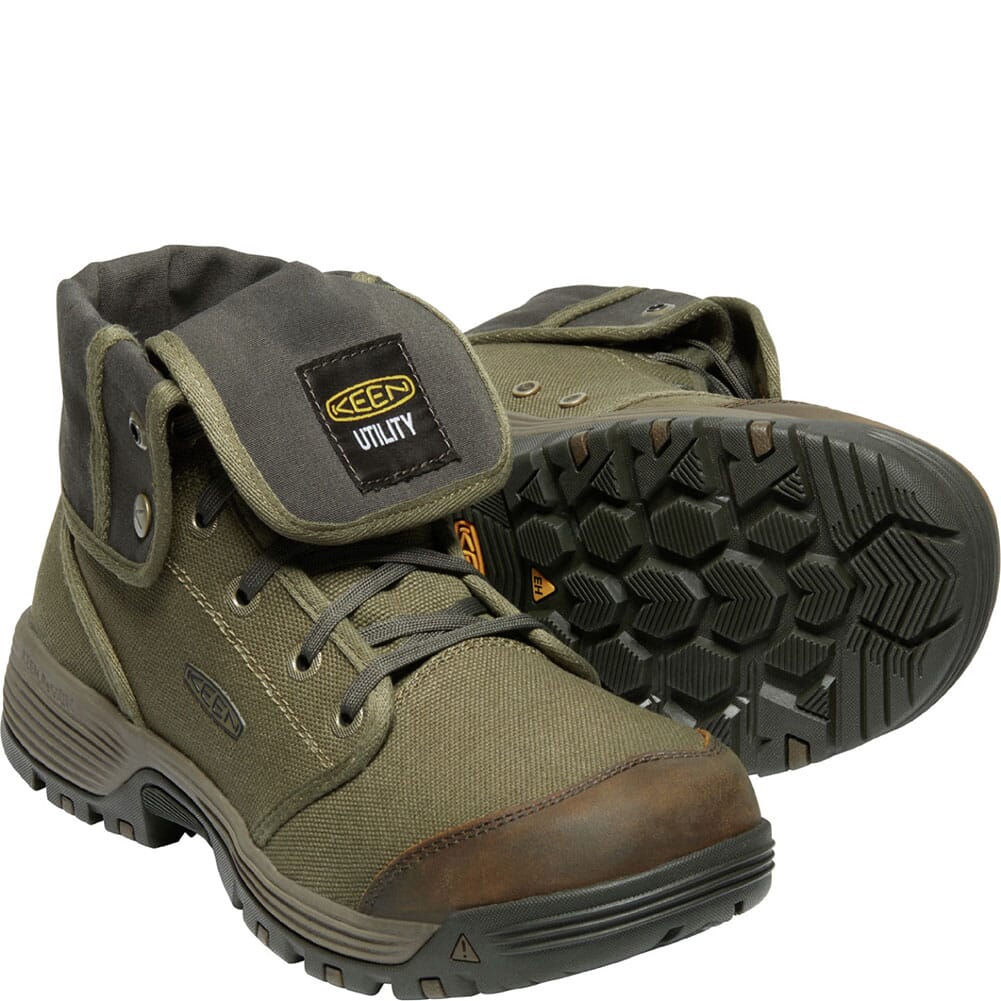 1026375 KEEN Utility Men's Roswell Mid Work Boots - Olive/Black Olive