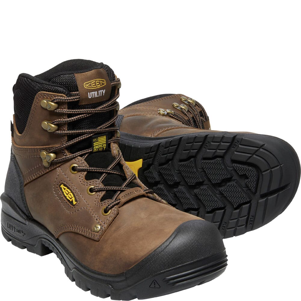1026487 KEEN Utility Men's Independence WP Safety Boots - Dark Earth/Black