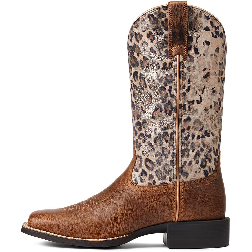 10040363 Ariat Women's Round Up Western Boots - Brown/Metallic Leopard