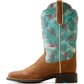 10051037 Ariat Women's Round Up Western Boots - Chestnut/Flamingos