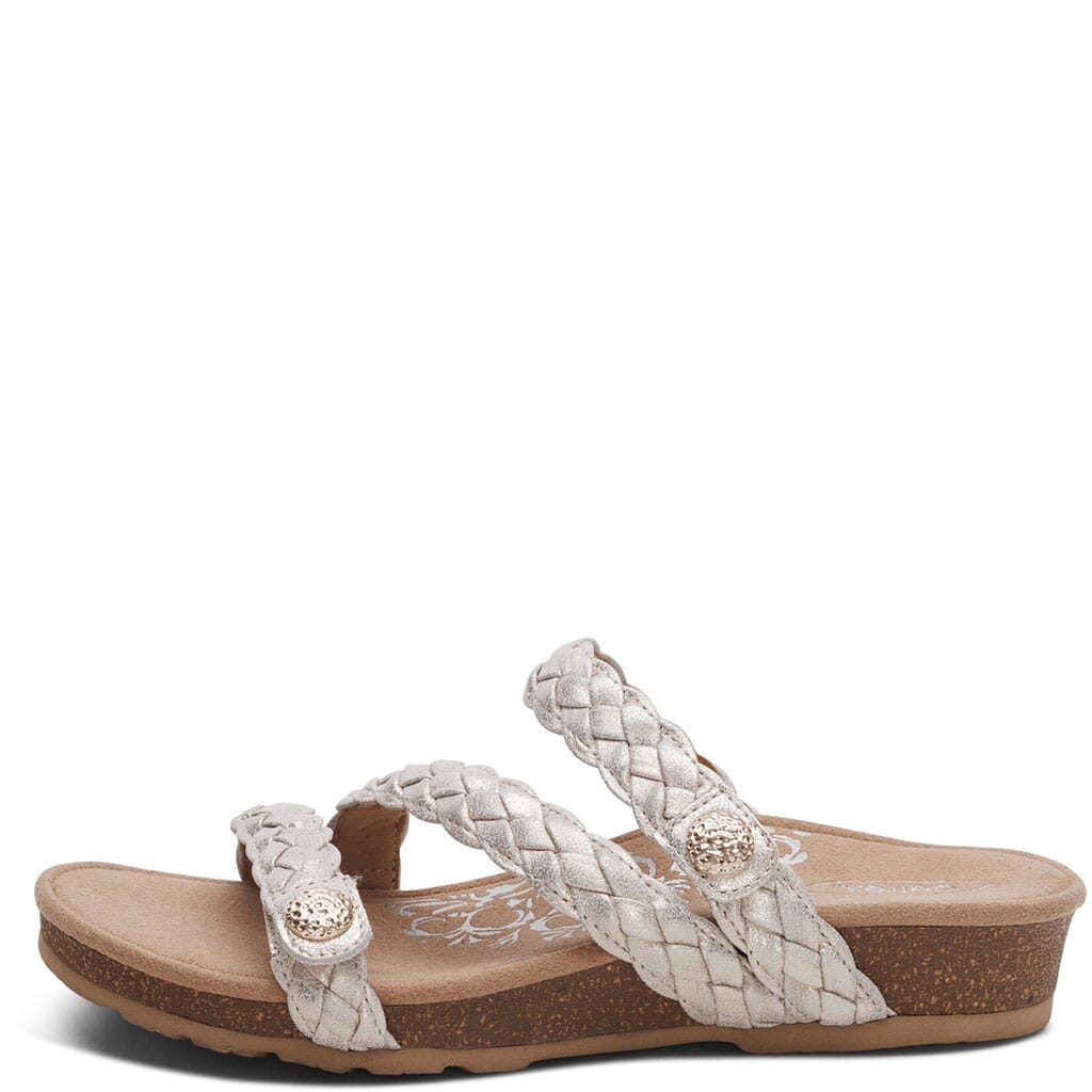 Aetrex Women's Josie Braided Slides - Champagne | elliottsboots