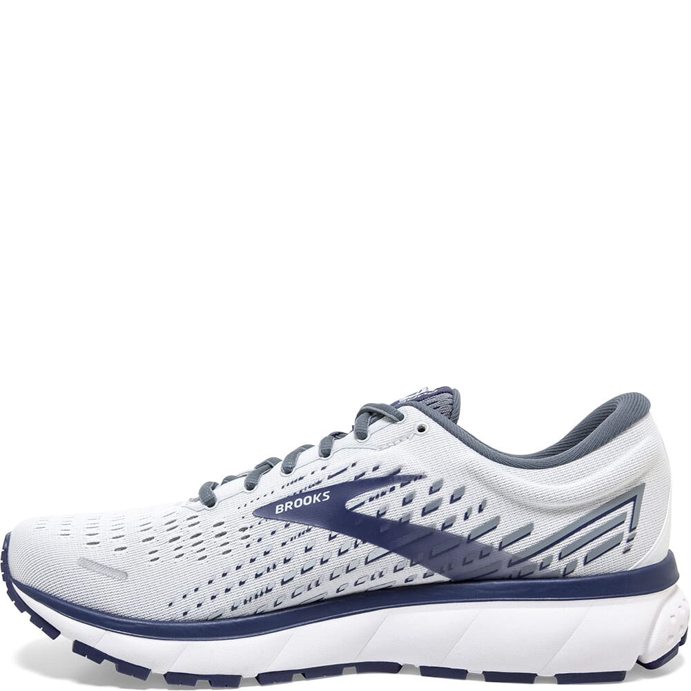 110348-161 Brooks Men's Ghost 13 Road Running Shoes - White/Grey/Deep Cobalt