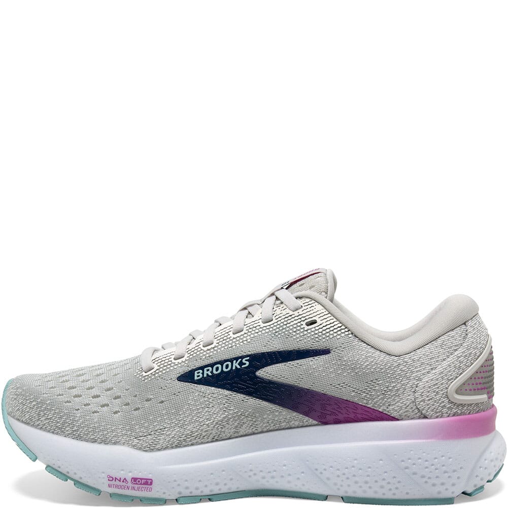120407-175 Brooks Women's Ghost 16 Athletic Shoes - White/Grey/Blue