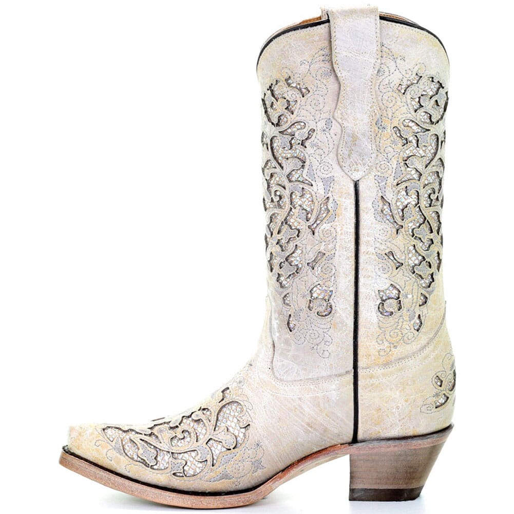 T0021 Corral Girl's Glitter Inlay Fashion Western Boots - White