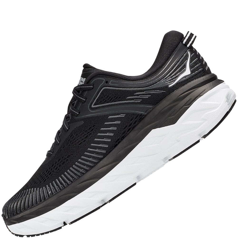 Hoka One One Men's Bondi 7 Wide Athletic Shoes - Black/White ...