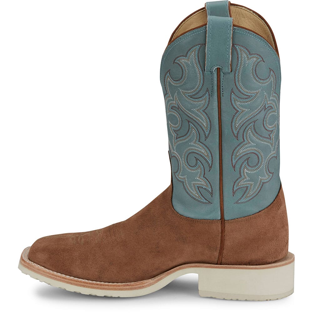 BR390 Justin Men's Alamo Western Boots - Golden Tan/Sky Blue