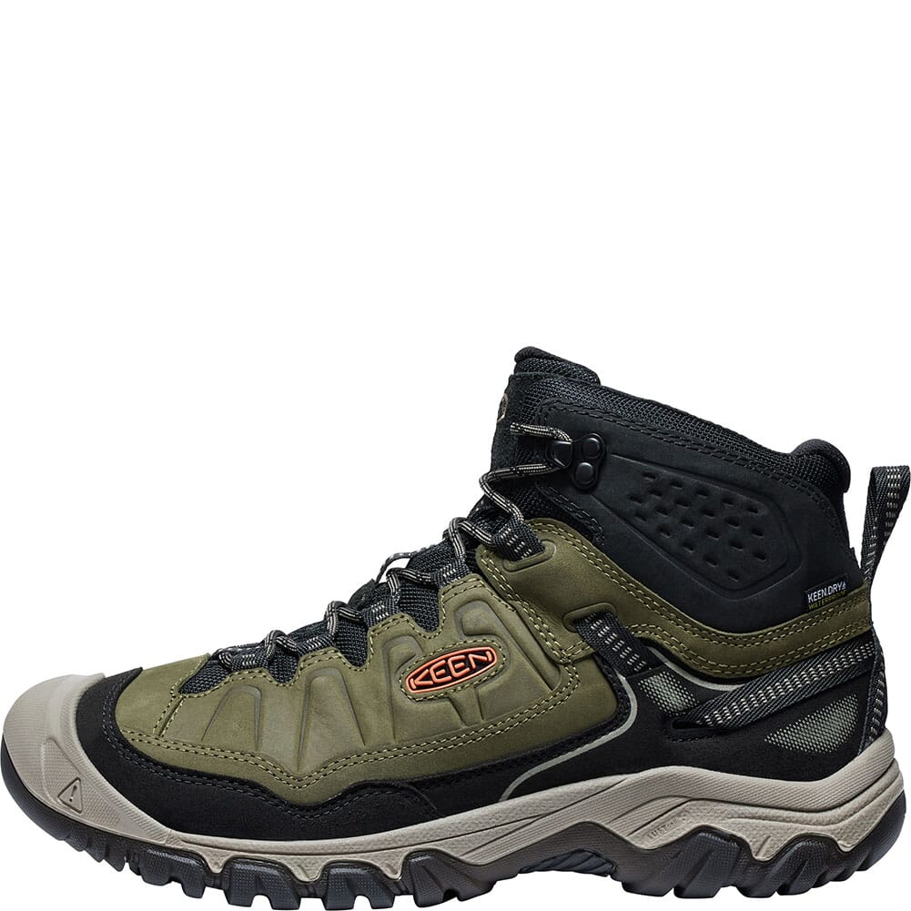 1028987 KEEN Men's Men's Targhee IV WP Hiking Boots - Dark Olive/Gold Flame