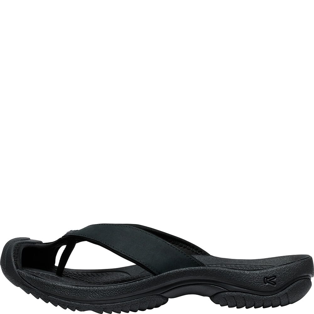 1029129 KEEN Men's Waimea Leather Flip Flops - Black/Black