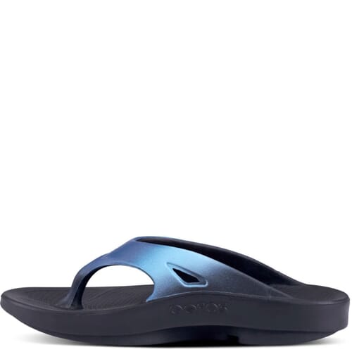 Oofos Unisex OOriginal Sport Sandals - Black/Azul  display picture 3