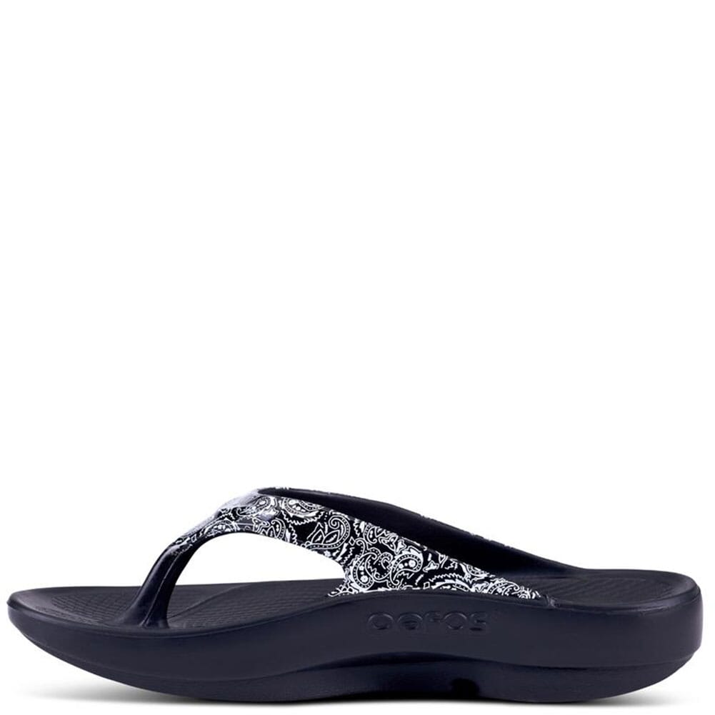 1403-WHTBAND OOFOS Women's OOlala Limited Sandals - Black/White