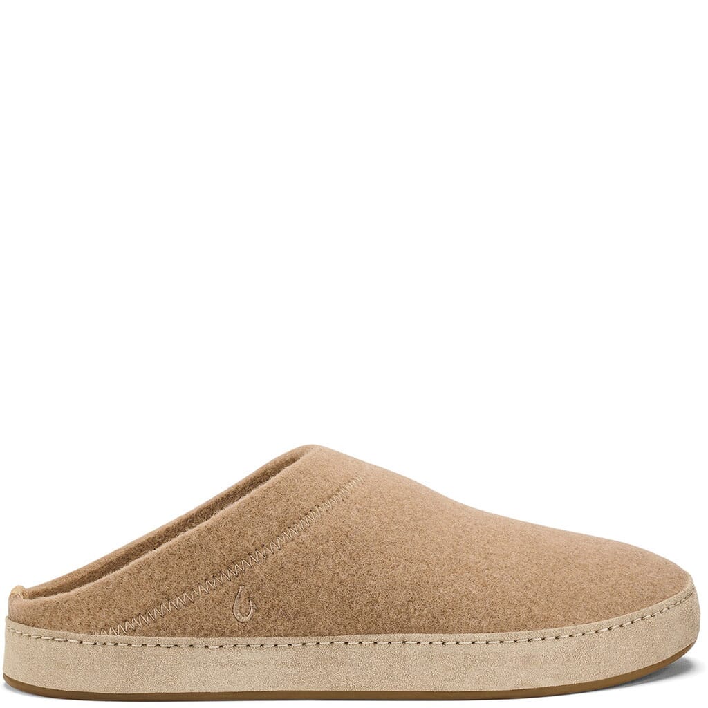 Olukai Men's Hamani Hulu Wool Mule Slippers - Oatmeal | elliottsboots