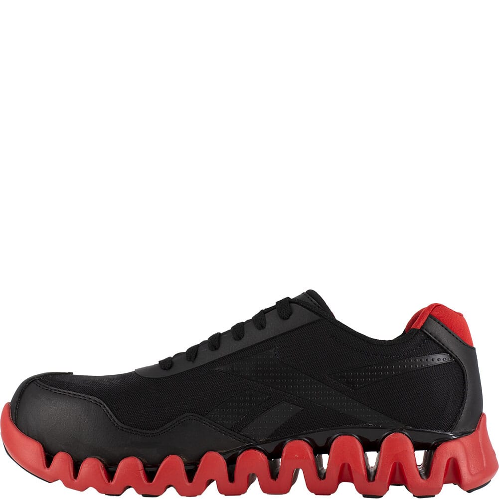 Reebok Men's Zig Pulse Work Shoes, Black/Red, 7 W