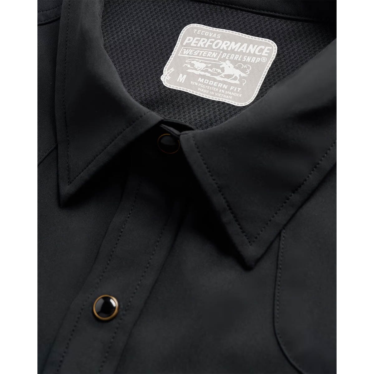 Tecovas Men's Performance Western SS Pearl Snap Shirt - Black