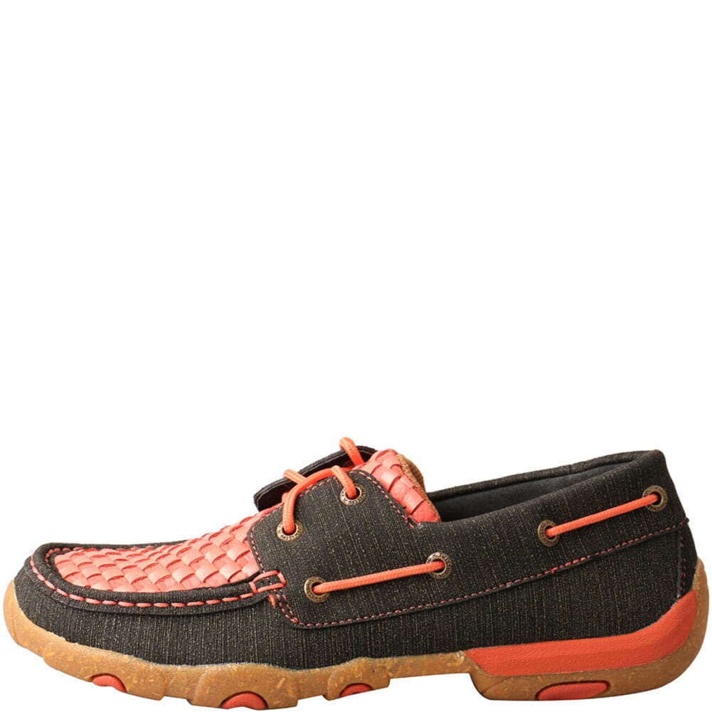 WDM0141 Twisted X Women's Boat Shoe Driving Moc - Woven Coral & Black