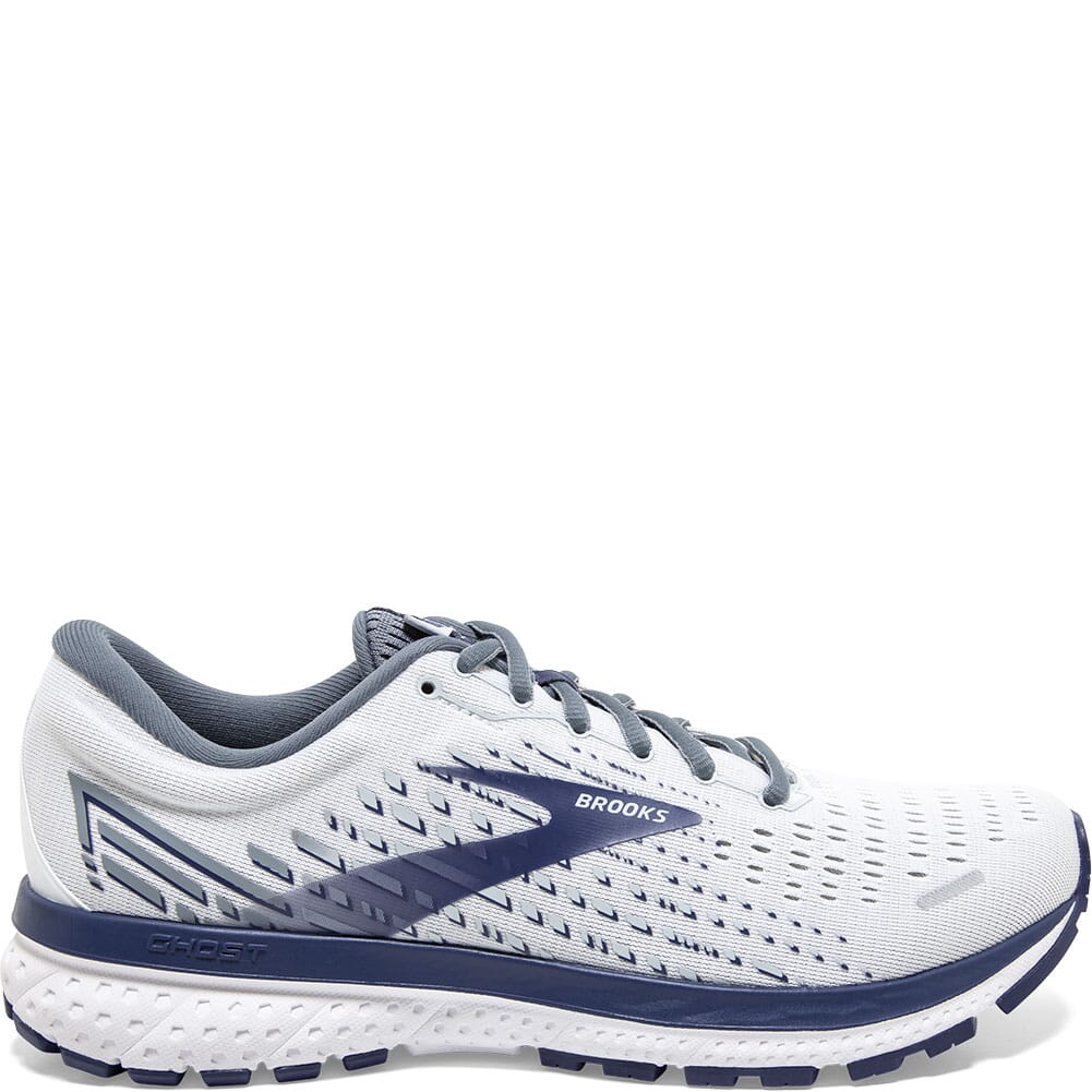 110348-161 Brooks Men's Ghost 13 Road Running Shoes - White/Grey/Deep Cobalt