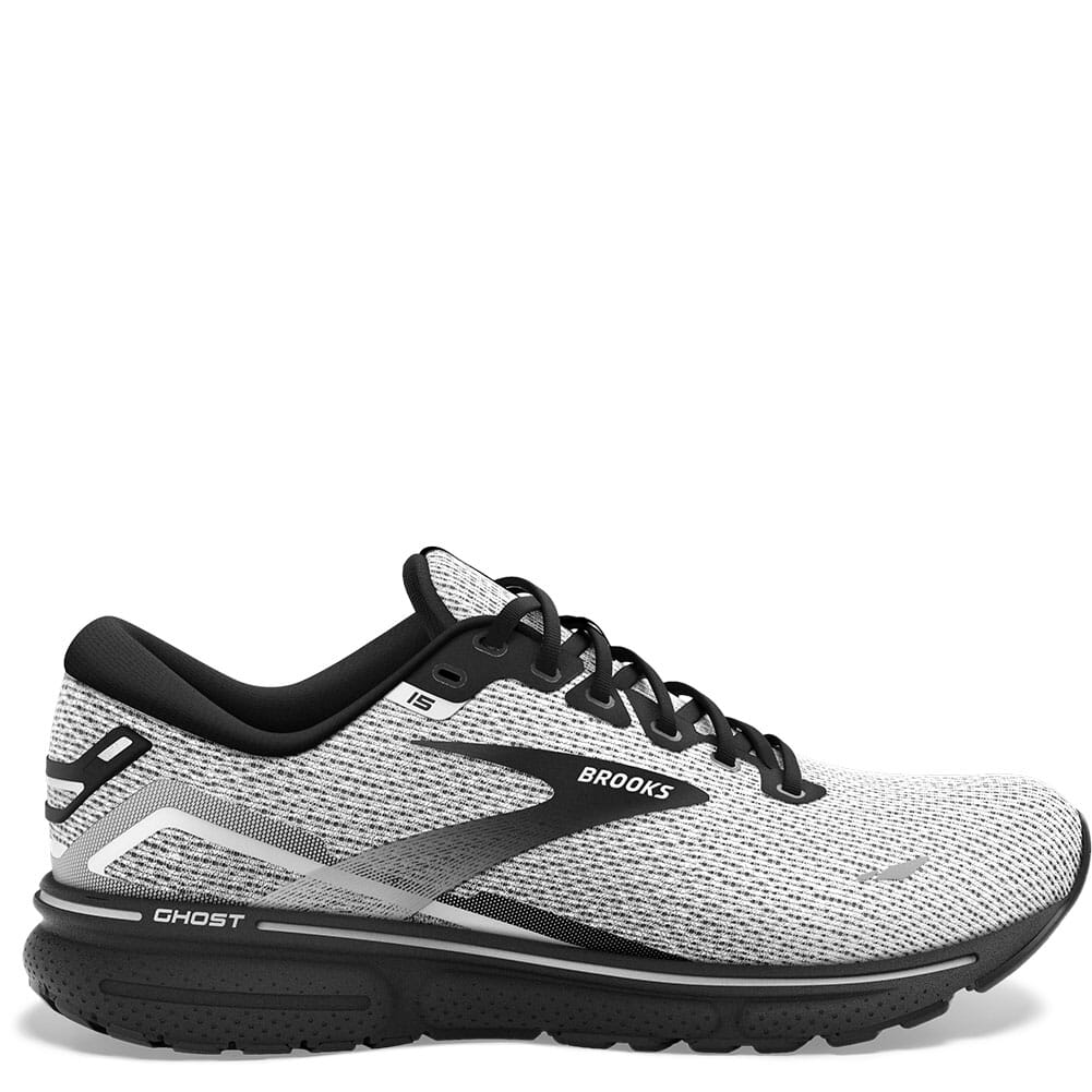 110393-121 Brooks Men's Ghost 15 Athletic Shoes - White/Black