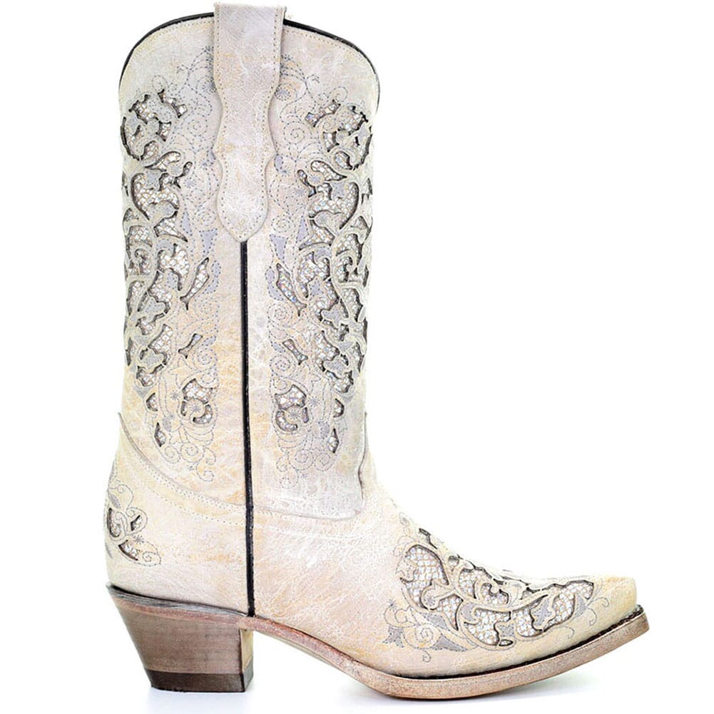 T0021 Corral Girl's Glitter Inlay Fashion Western Boots - White