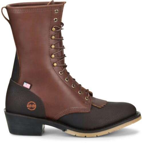 Double H Boots Mens‎ 8M Ice Packer Kiltie Brown Leather Work Heeled Western READ Double h 9968 packer - Gem main image 2