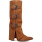 Dingo Women's Buckle Bunny Suede Leather Boots - Camel