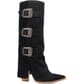 Dingo Women's Buckle Bunny Suede Leather Boots - Black
