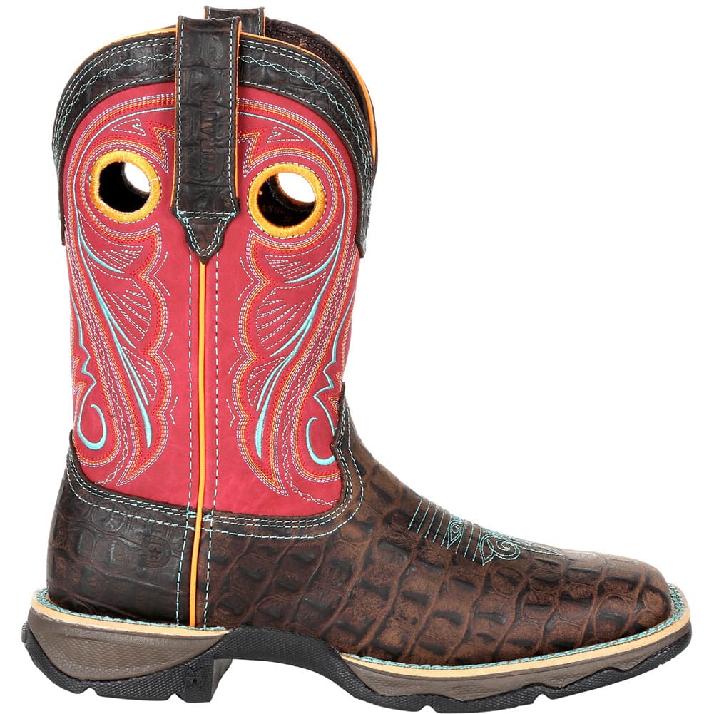 DRD0351 Durango Women's Lady Rebel Gator Emboss Western Boots - Electric Red