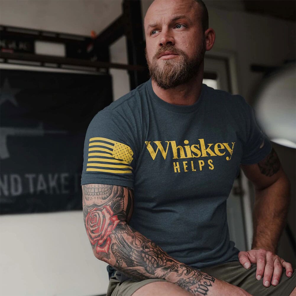 GS4793 Grunt Style Men's Whiskey Helps Graphic Tee - Midnight Navy