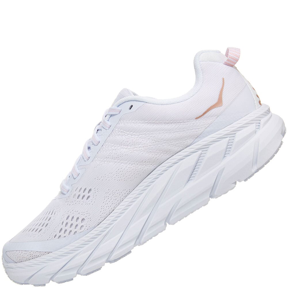 Hoka One One Women's Clifton 6 Running Shoes - White/Rose Gold