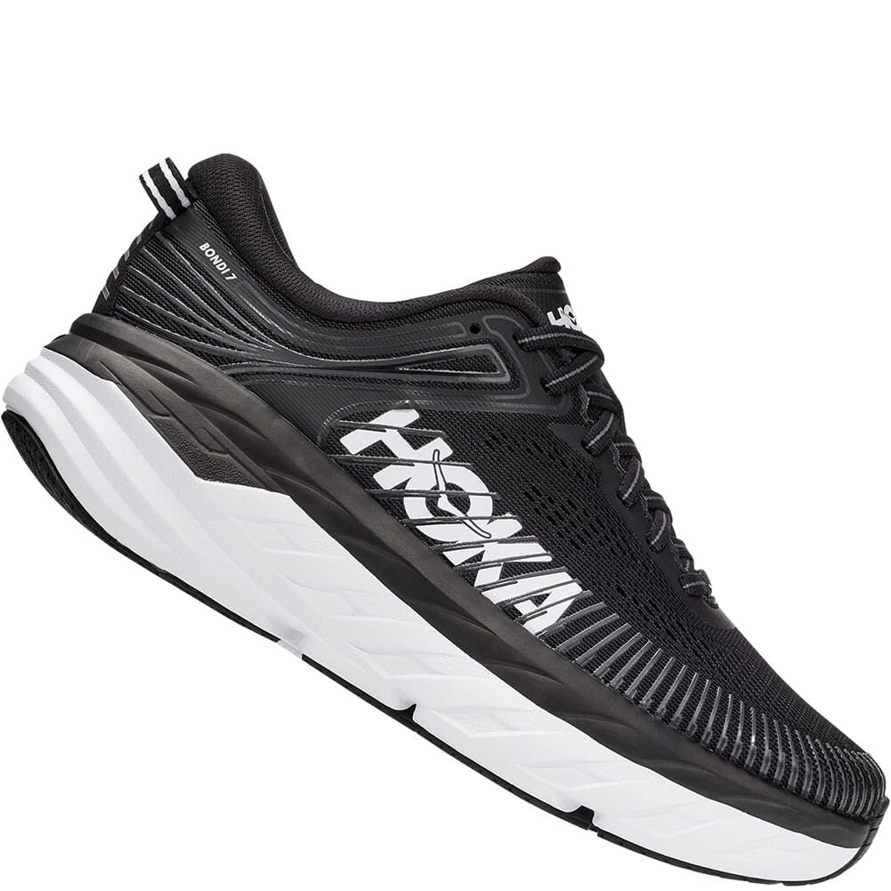 Hoka One One Men's Bondi 7 Wide Athletic Shoes - Black/White ...