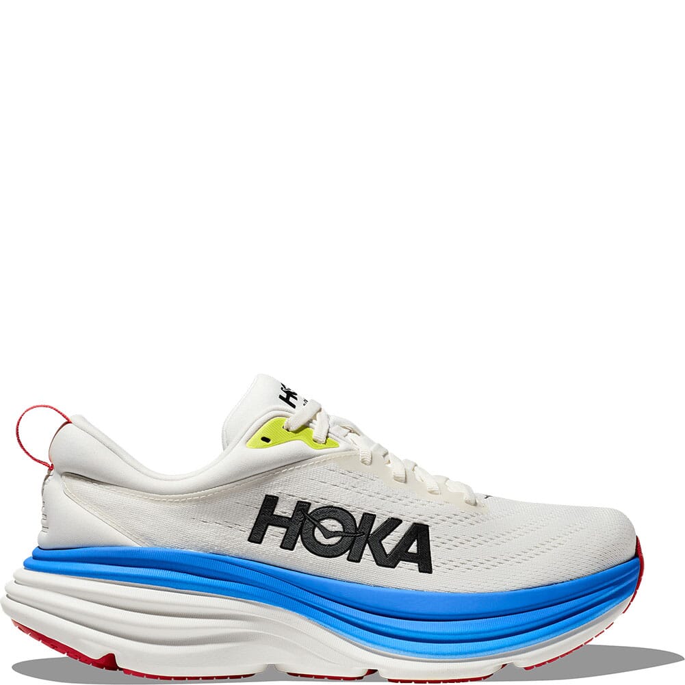 1123202-BVR Hoka Men's Bondi 8 Athletic Shoes - Blanc/Blue