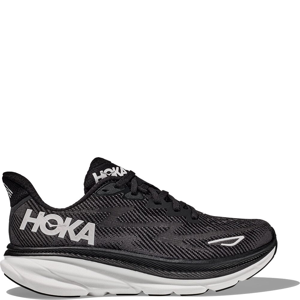1127896-BWHT Hoka Women's Clifton 9 Running Shoes - Black/White