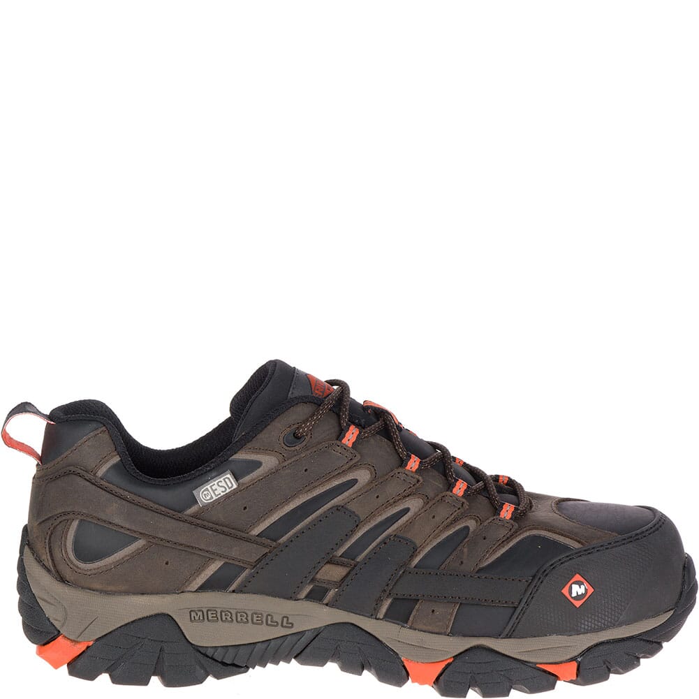 Merrell Men's Moab 2 ESD Wide Safety Shoes - Espresso | elliottsboots