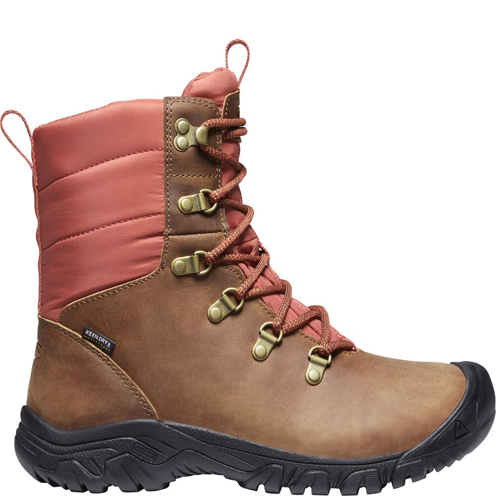 1023605 KEEN Women's Greta WP Insulated Hiking Boots - Toasted Coconut/Redwood