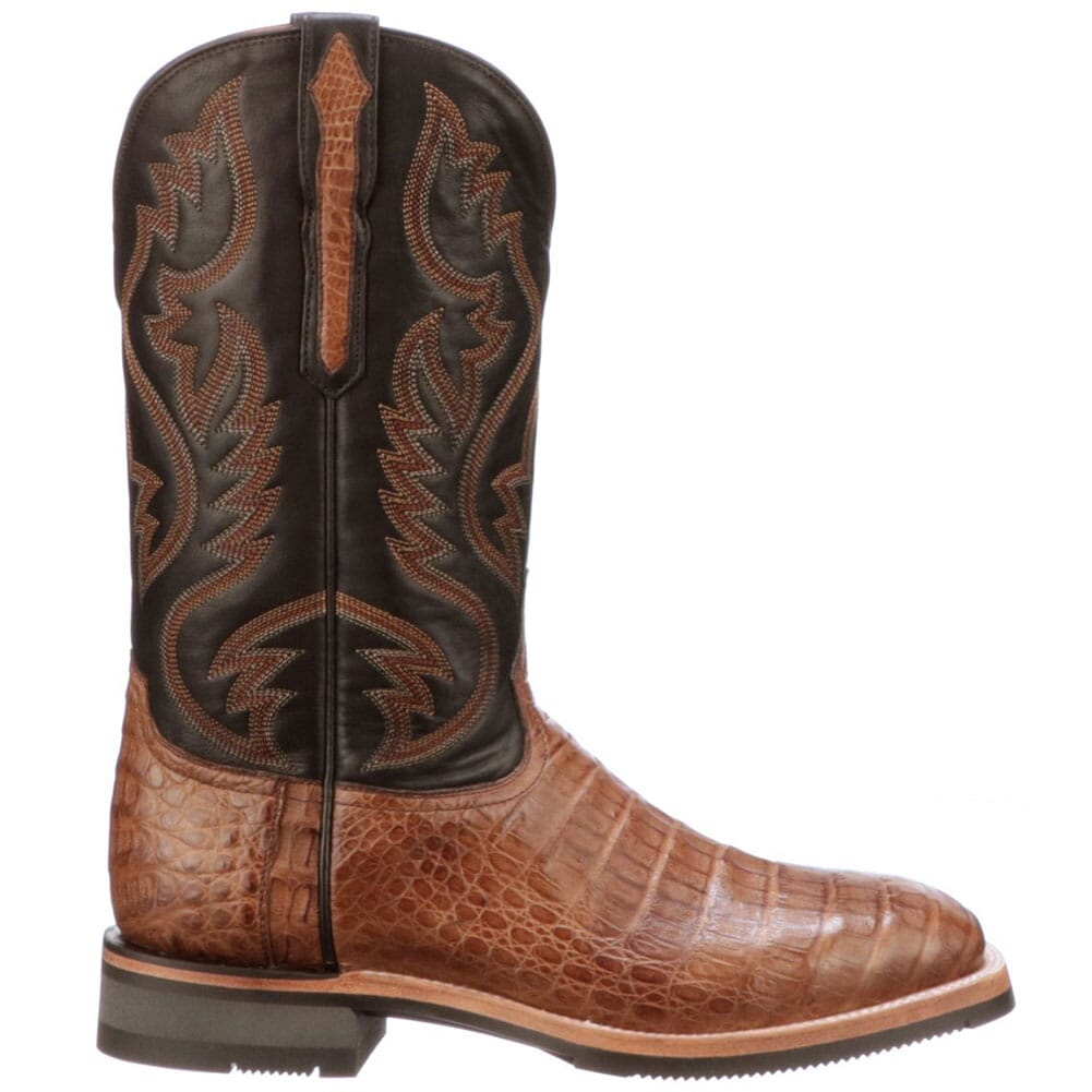 M4554-WF Lucchese Men's Rowdy Caiman Western Ropers - Saddle Brown
