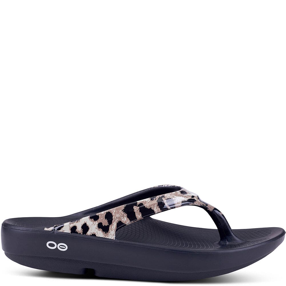 1403-BLKCHT OOFOS Women's OOlala Limited Sandals - Black/Cheetah