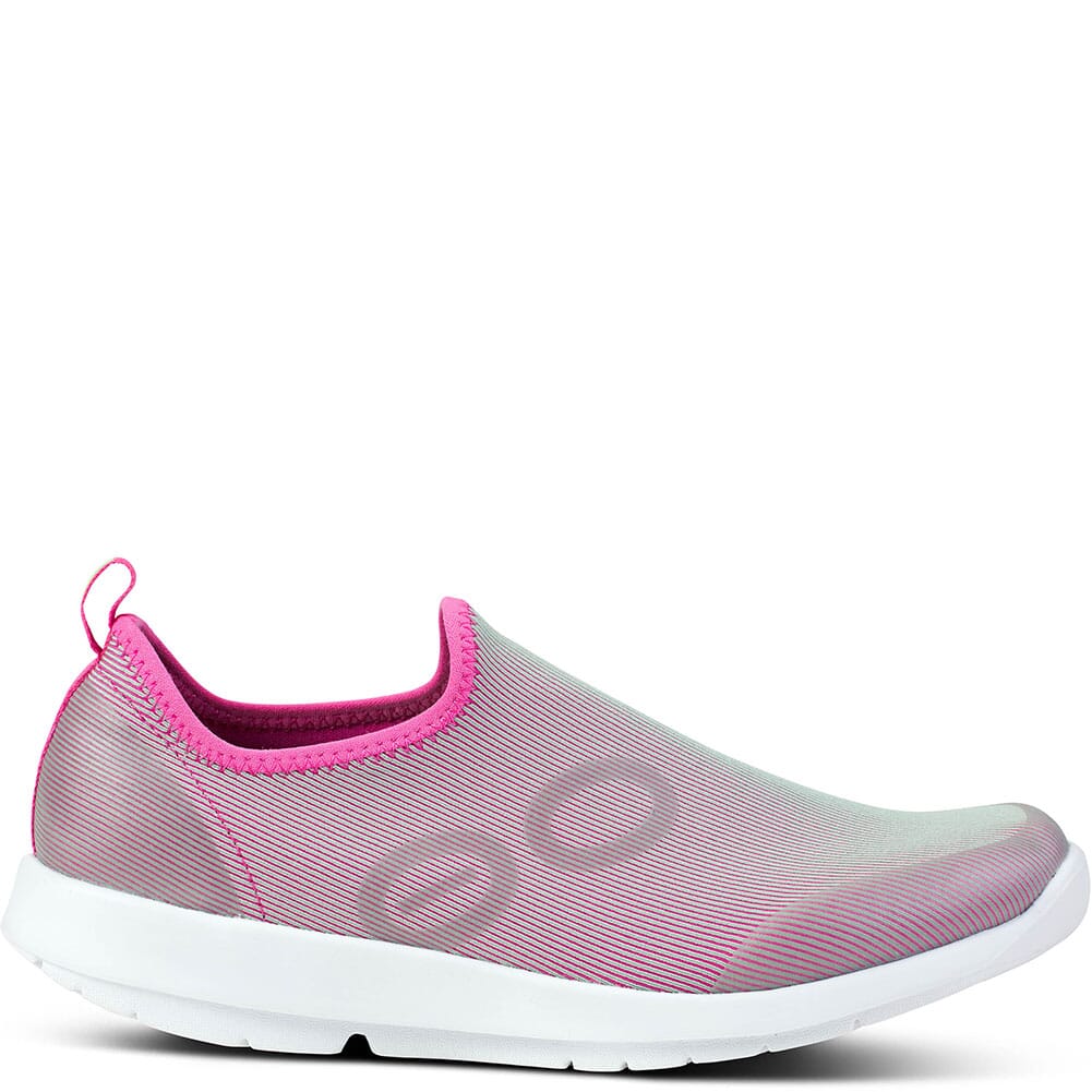 5075-WHTFUCH OOFOS Women's OOmg Sport Low Shoes - White/Fuchsia