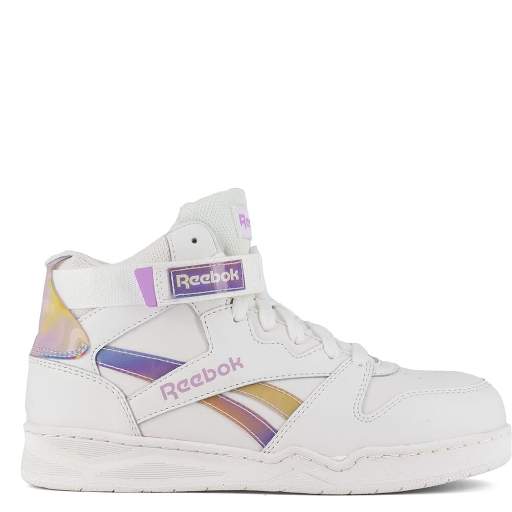RB493 Reebok Women's BB4500 EH Hi Top Safety Boots - White/Holographic Spectrum