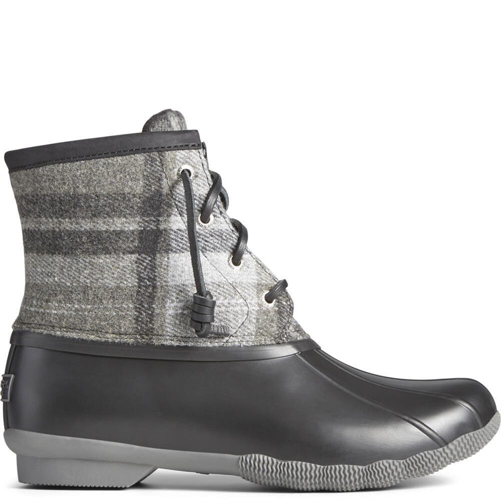 STS86704 Sperry Women's Saltwater Wool Plaid Pac Boots - Charcoal