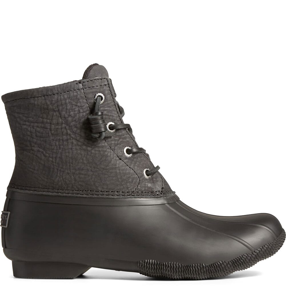 STS88108 Sperry Women's Saltwater Mainsail Leather Duck Boots - Black