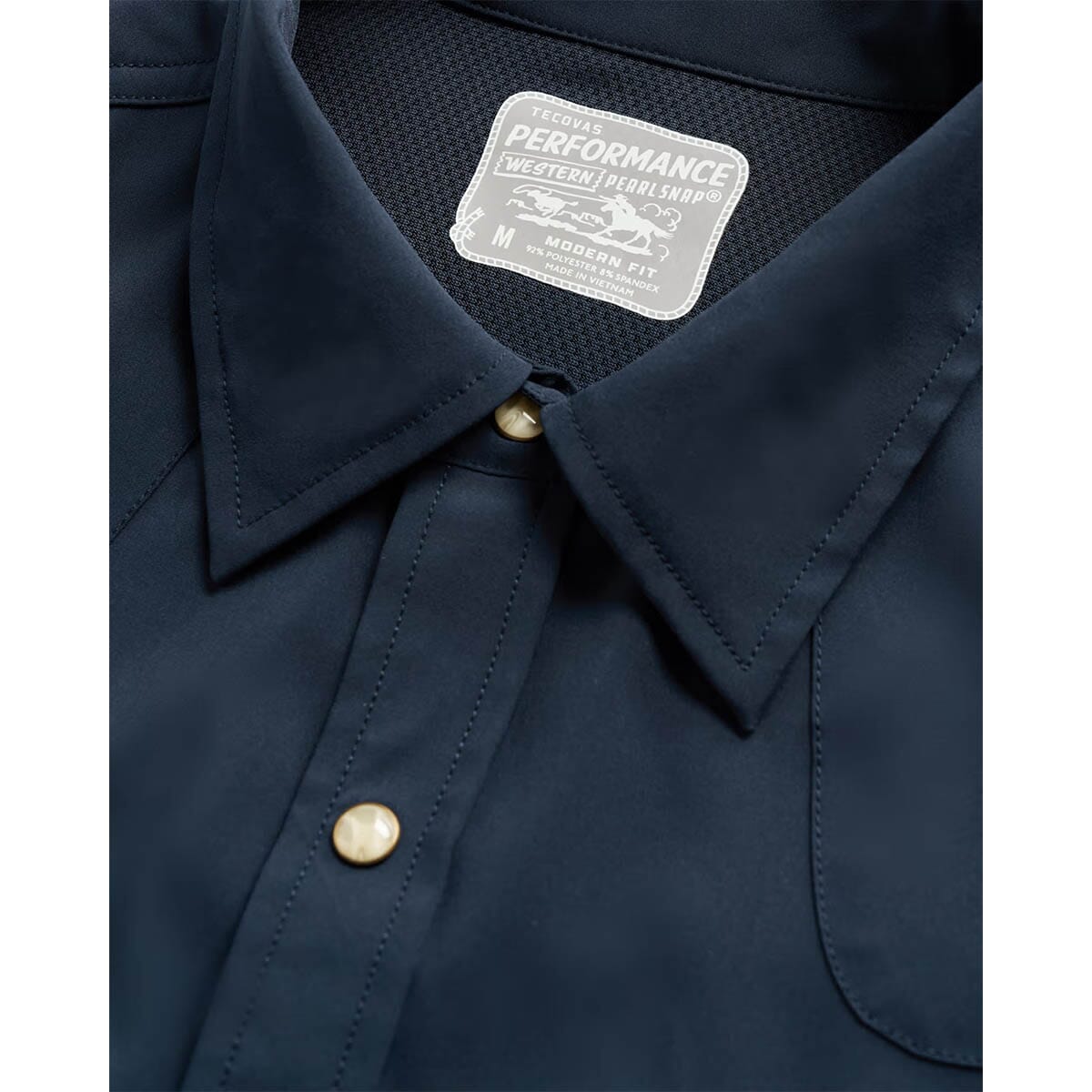 Tecovas Men's Performance Western SS Pearl Snap Shirt - Navy