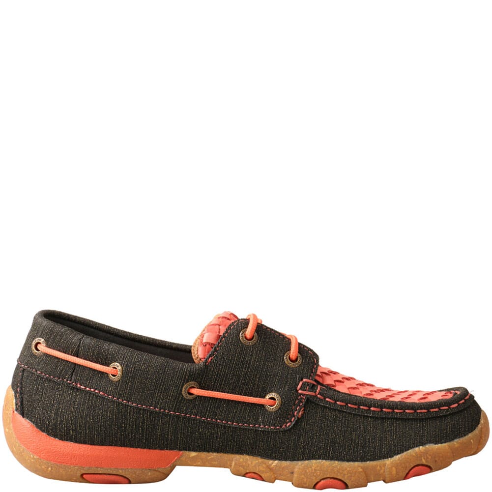 WDM0141 Twisted X Women's Boat Shoe Driving Moc - Woven Coral & Black