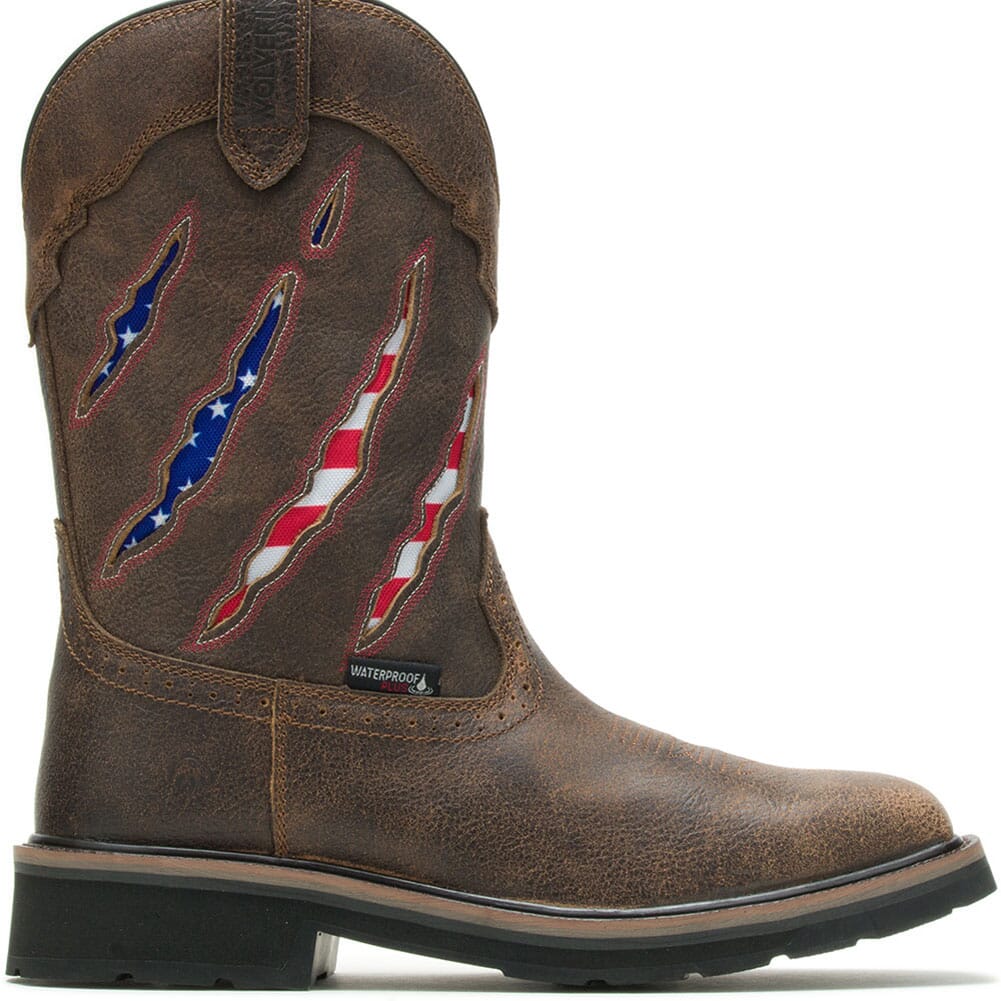 W201218 Wolverine Men's Rancher Claw Safety Boots - Brown/Flag