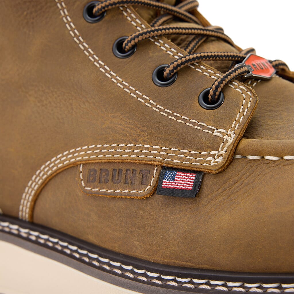 BRUNT Men's USA Marin Unlined LE Work Boots - Dark Tan | elliottsboots