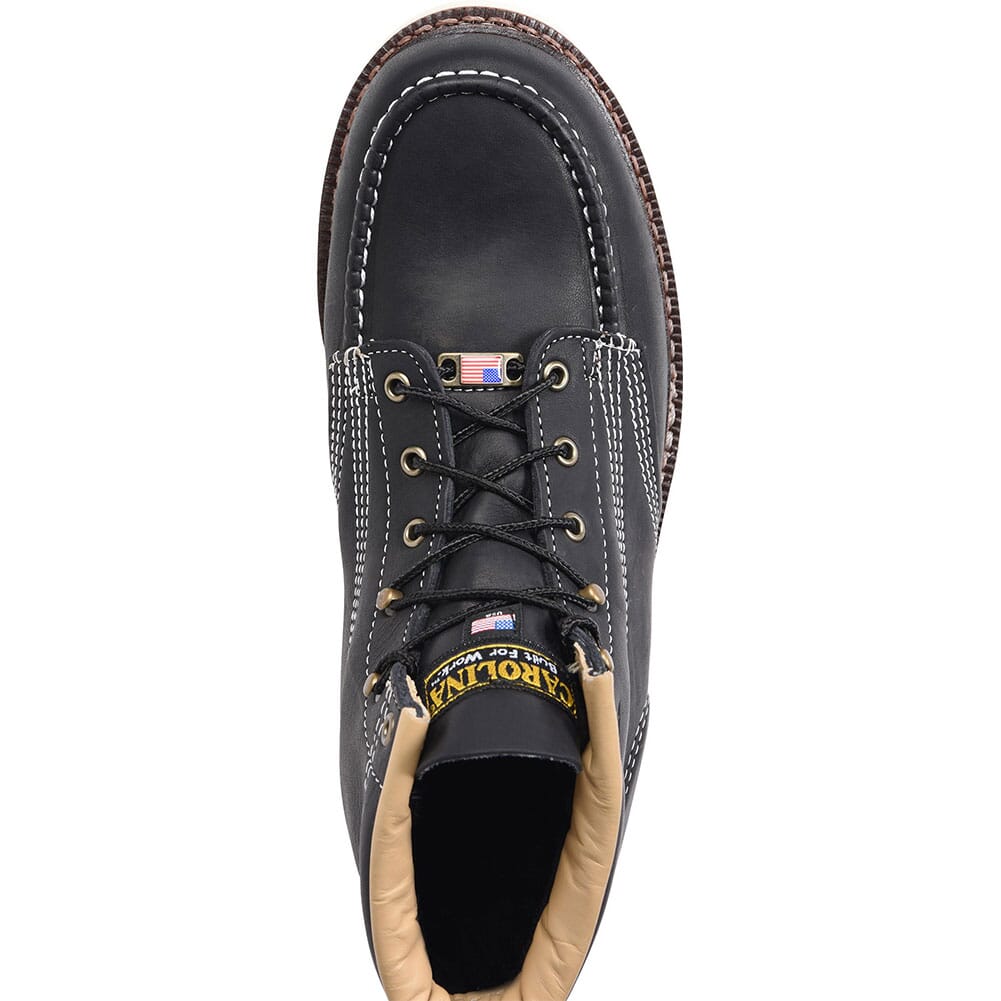 Carolina Men's Domestic Moc Toe Wedge Work Boots - Black